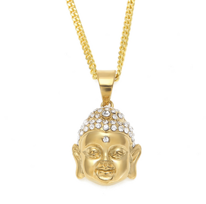 Gold-Plated Hip-Hop Buddha Pendant Necklace for Men