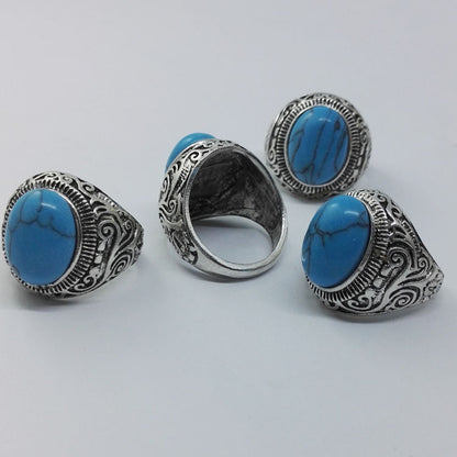 Vintage Turquoise Men's Titanium Steel Ring Wholesale