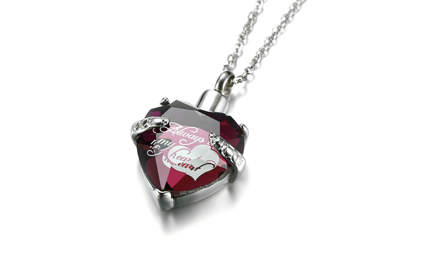 Heart-Shaped Birthstone Sealed Ashes Necklace