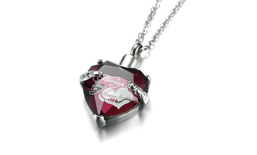 Heart-Shaped Birthstone Sealed Ashes Necklace