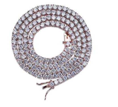 4mm Zirconia Single Row Hip Hop Necklace