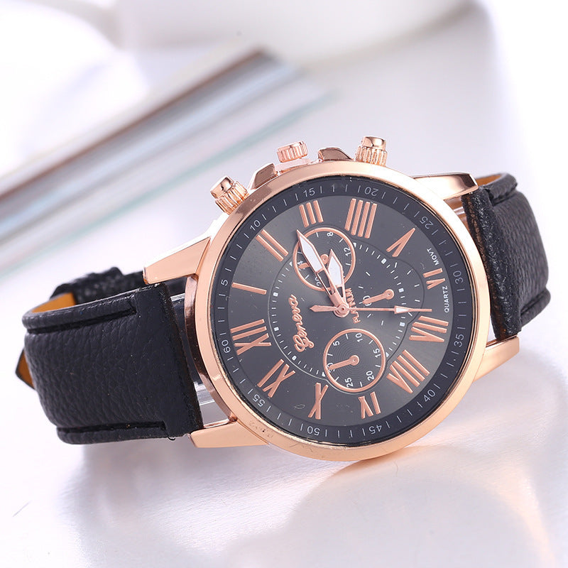 Women's Leather Strap Roman Numeral Watch for All