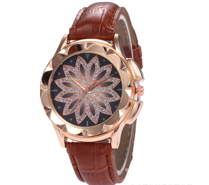 Fashionable Quartz Watch with Creative Design and Rhinestones