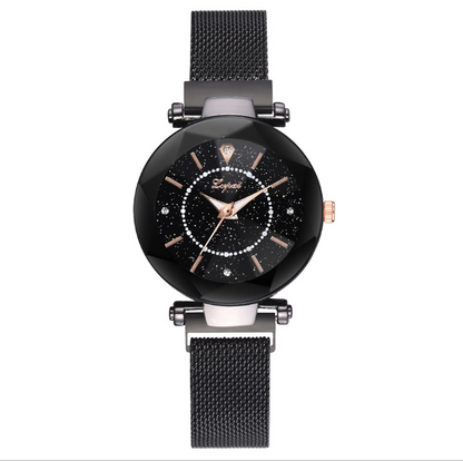 Magnetic Quartz Watch with Starry Sky and Mesh Band