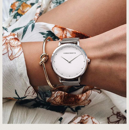 Waterproof Women's Quartz Watch with Steel Mesh Band