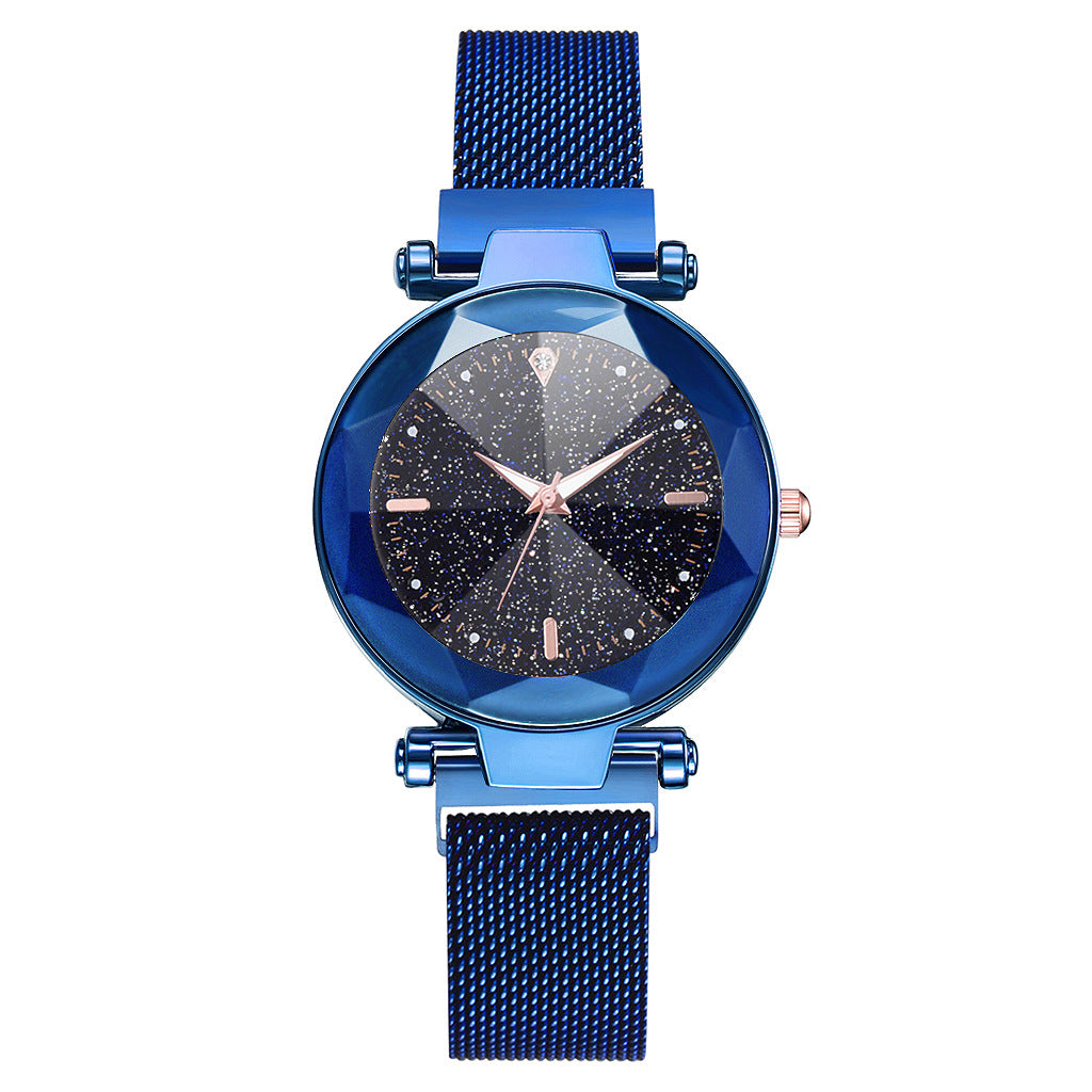 Fashionable Starry Sky Quartz Watch with Milanese Band