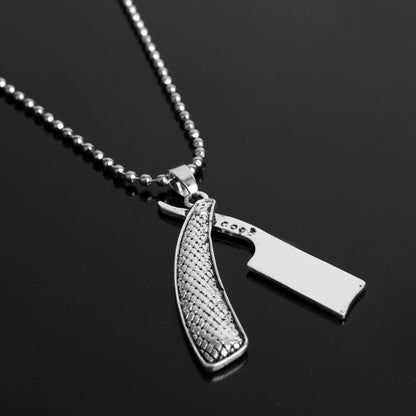 Men's Hip-Hop Alloy Blade Pendant Razor Necklace