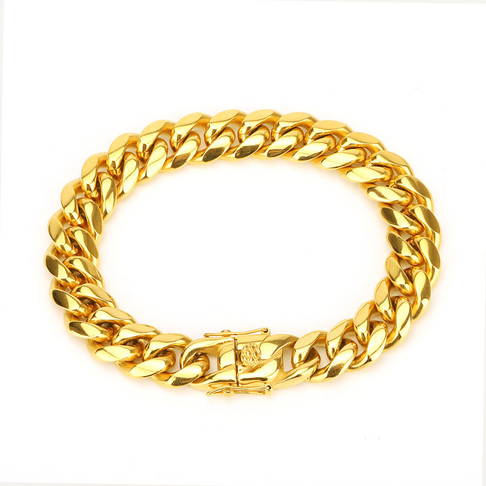 Gold Plated Cuban Chain Bracelet for Men (Hiphop Style)