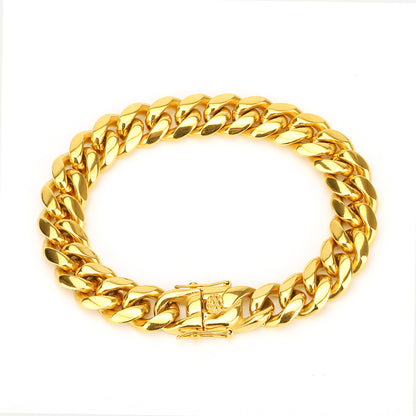 Gold Plated Cuban Chain Bracelet for Men (Hiphop Style)