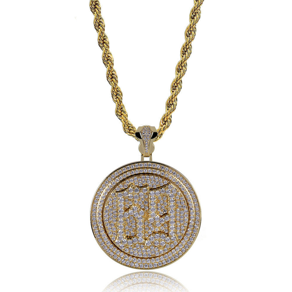 Alloy Rhinestone Hip-Hop Letter 69 Pendant Necklace