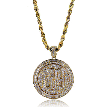 Alloy Rhinestone Hip-Hop Letter 69 Pendant Necklace