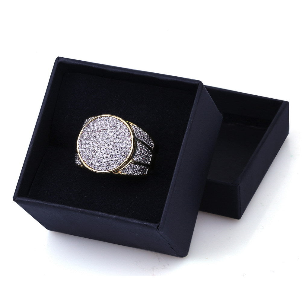 118K Gold Plated Hip Hop Ring with Zircon Stones