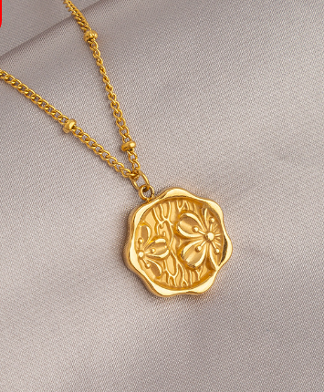 18K Gold Plated Butterfly Necklace with Ceramic Pendant