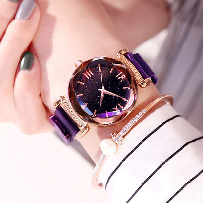 Starry Sky Quartz Watch for Women with Steel Band