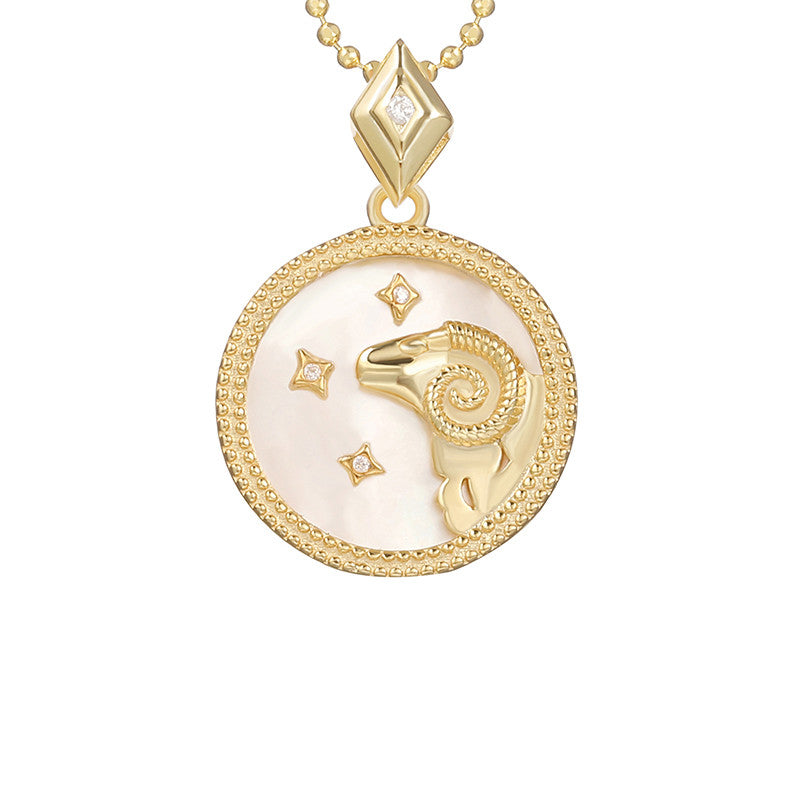 925 Silver Zodiac Necklace with Mother of Pearl Pendant