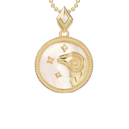 925 Silver Zodiac Necklace with Mother of Pearl Pendant