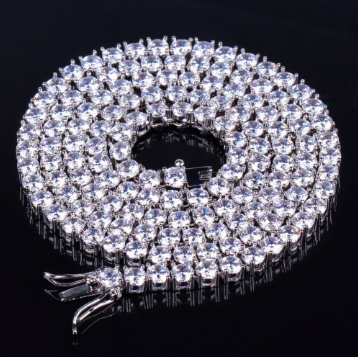 4mm Zirconia Single Row Hip Hop Necklace
