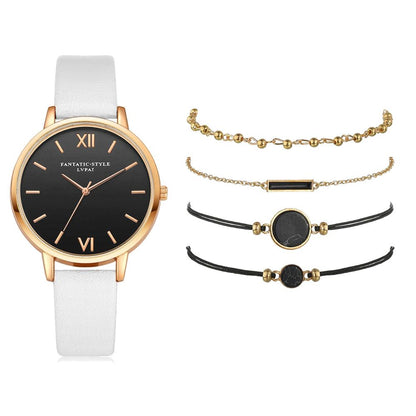 Lvpai Women's Minimalist Quartz Watch and Bracelet Set