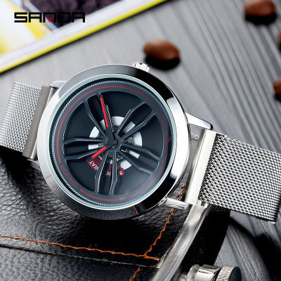 Quartz Watch with Mesh Band and Stylish Design