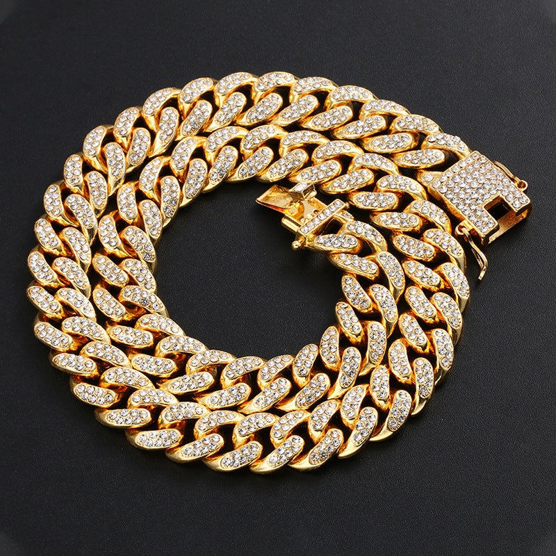 Hip-Hop Alloy Necklace with 12mm Wide Butterfly Clasp