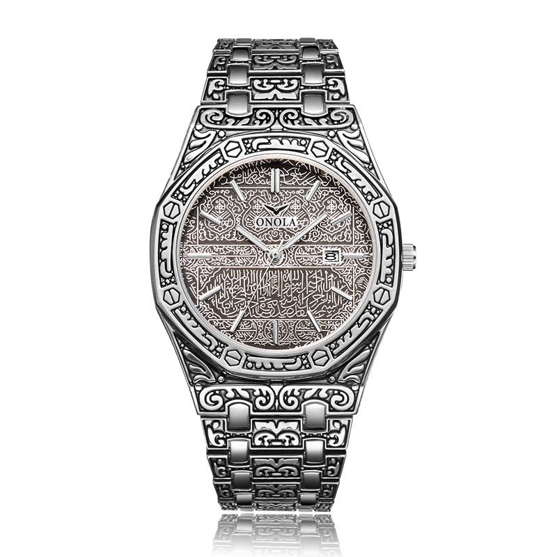 ONOLA Men's Waterproof Quartz Watch with Steel Band