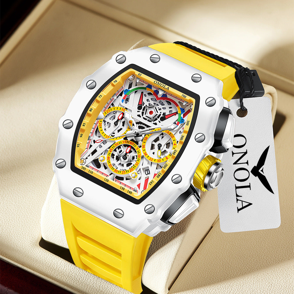 ONOLA Stylish Waterproof Quartz Men's Watch with Silicone Band