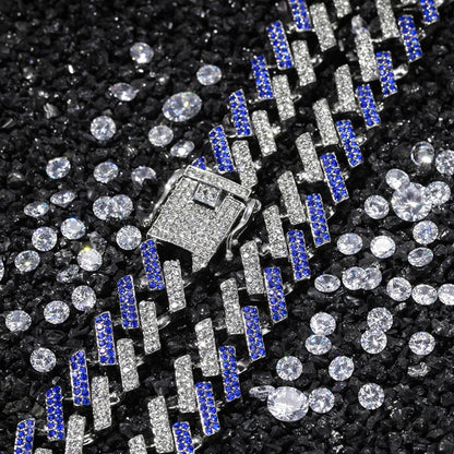 15mm Cuban Link Chain with Diamond Design for Hip-Hop