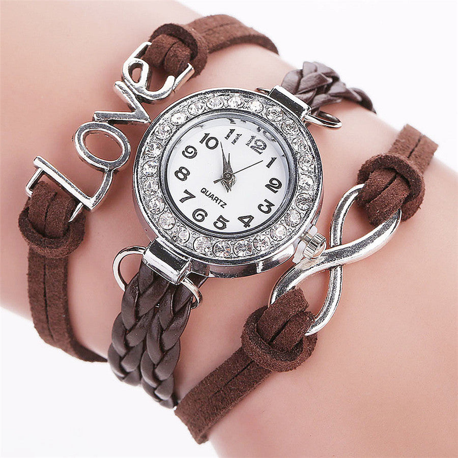 Women's Diamond-Studded Circle Bracelet Watch