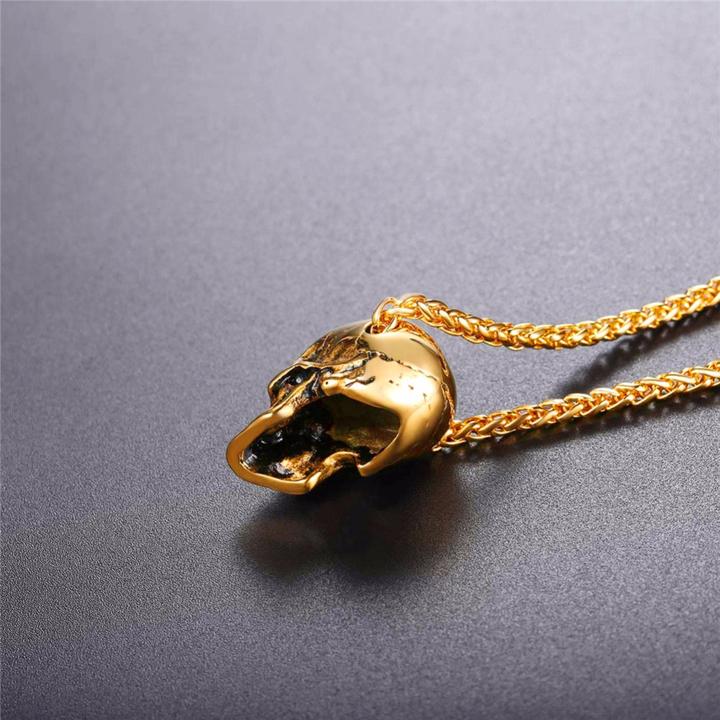 Punk Skull Pendant, Vintage Hip Hop Necklace