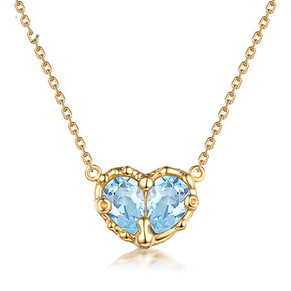 Heart Shaped Topaz Pendant Crystal Necklace (Korean Style)