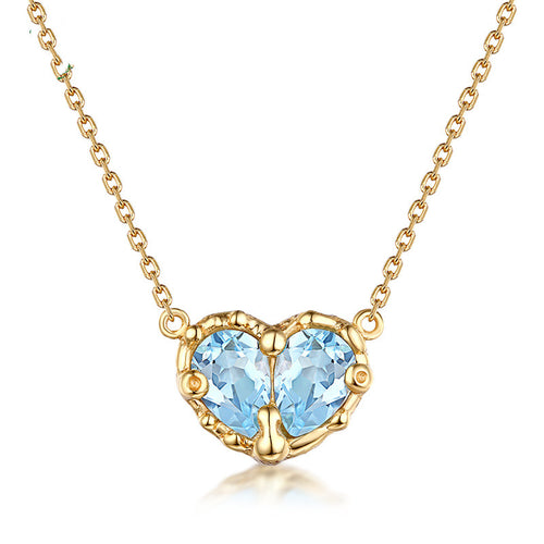 Heart Shaped Topaz Pendant Crystal Necklace (Korean Style)