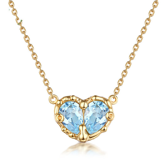 Heart Shaped Topaz Pendant Crystal Necklace (Korean Style)