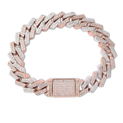 14mm Miami Cuban Link Zircon Rock Style Men's Bracelet