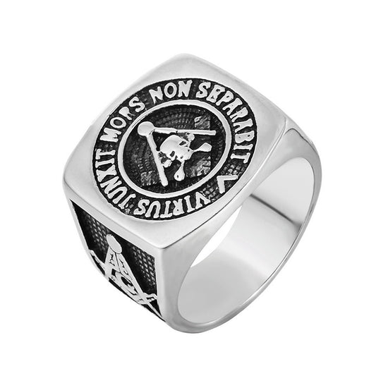 Masonic Logo Ghost Head Titanium Steel Men's Ring