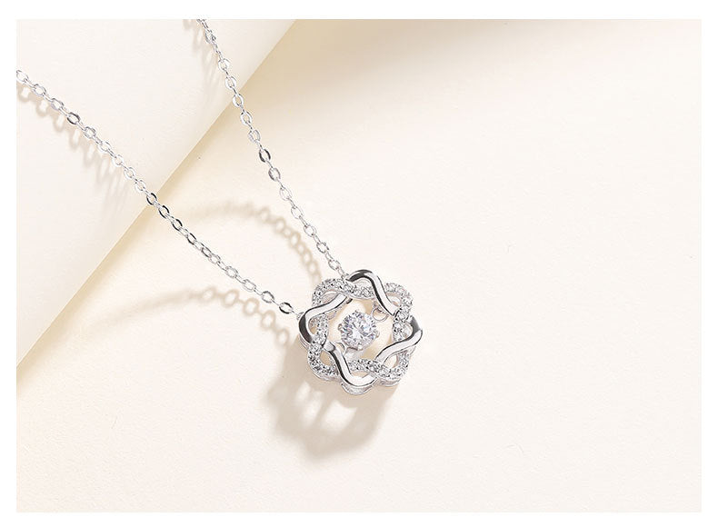 S925 Silver Necklace with Sparkling Heart Pendant