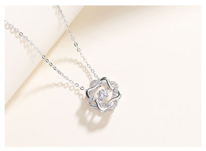 S925 Silver Necklace with Sparkling Heart Pendant