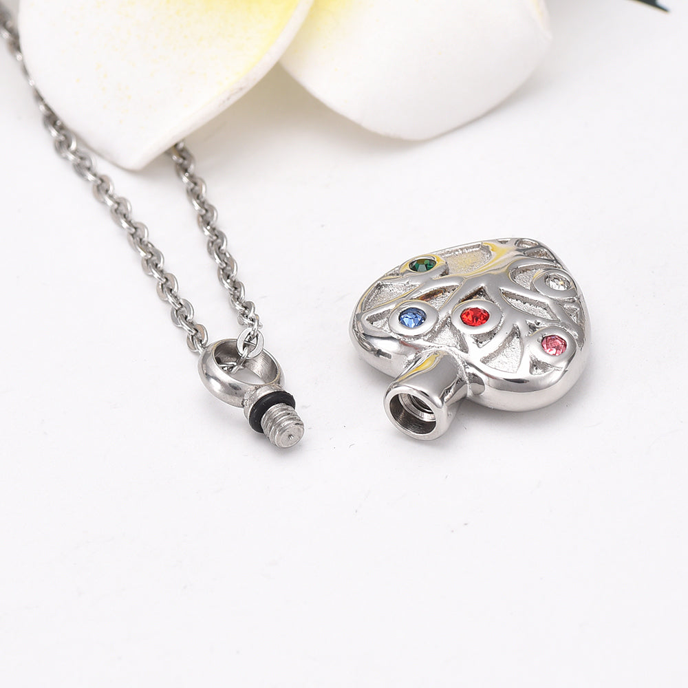 Heart-Shaped Diamond Ashes Pendant Necklace