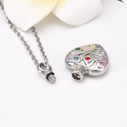 Heart-Shaped Diamond Ashes Pendant Necklace