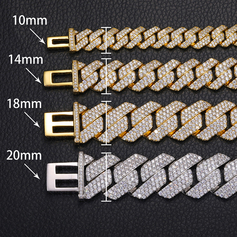 Classic Diamond-Shaped Cuban Chain Necklace with Zircon