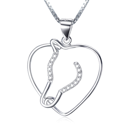 Heart-Shaped Pendant Necklace with Diamonds for Women