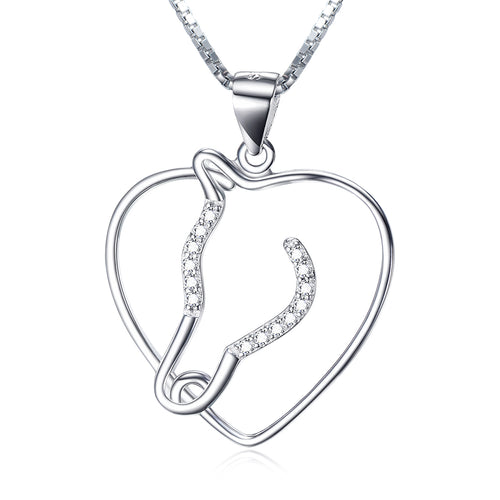 Heart-Shaped Pendant Necklace with Diamonds for Women