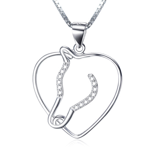 Heart-Shaped Pendant Necklace with Diamonds for Women