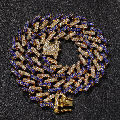 15mm Cuban Link Chain with Diamond Design for Hip-Hop