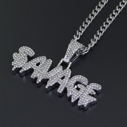 SAVAGE Letter Pendant Hip Hop Necklace Fashion Jewelry