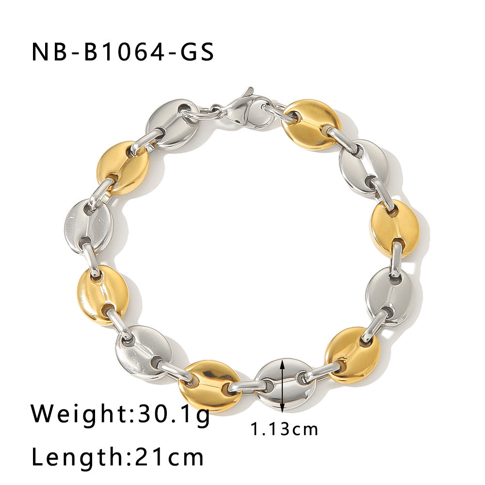 Hip Hop Style Stainless Steel Pig Nose Bracelet