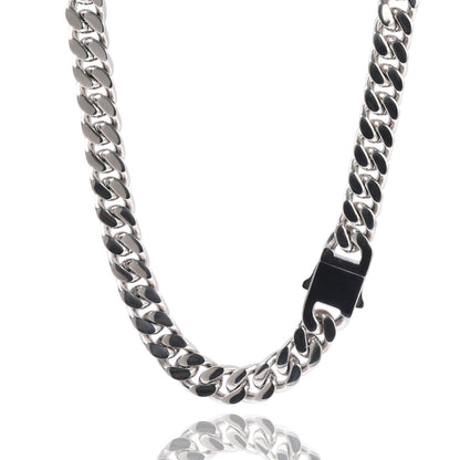 Hip Hop Stainless Steel Flat Curb Cuban Link Necklace