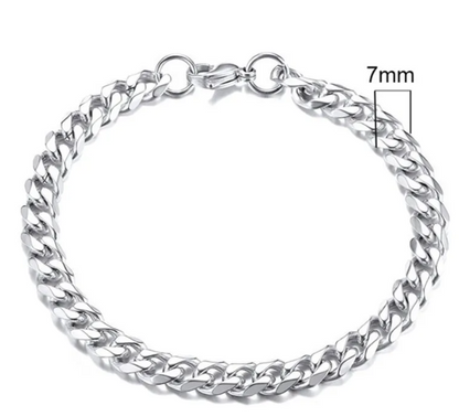 Stainless Steel Gold Plated Cuban Chain Bracelet for Men, Six-Sided 3-11mm