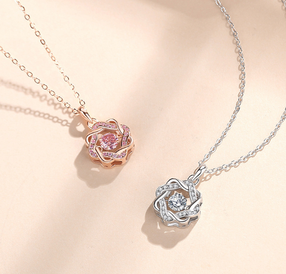 S925 Silver Necklace with Sparkling Heart Pendant