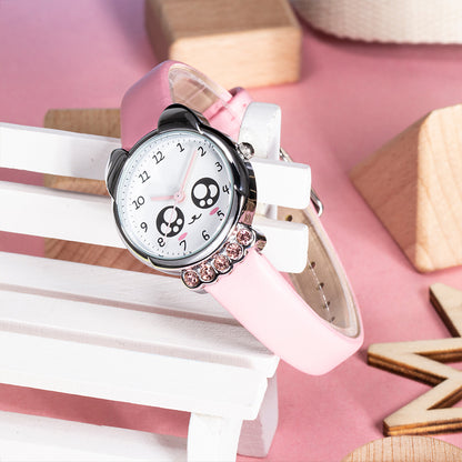 Kids' Cartoon Quartz Watch with Simple Design and Rhinestones