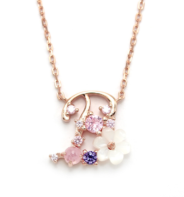 Shell Flower Alphabet Necklace in S925 Silver
